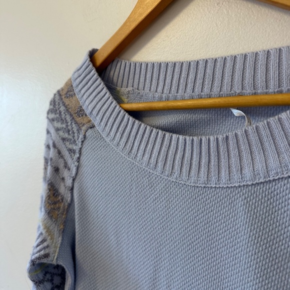 Free People Periwinkle Combo Fair Isle Thermal Long Sleeve T-Shirt | Side Medium - Picture 6 of 11